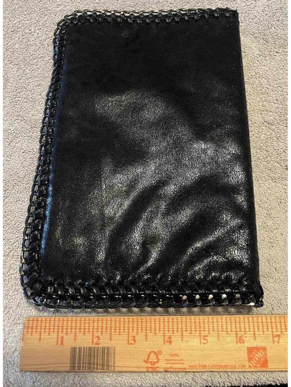 Vegan Leather Chain Trim Foldover Tote Bag Indie Sleaze Whimsigoth Crossbody Blk